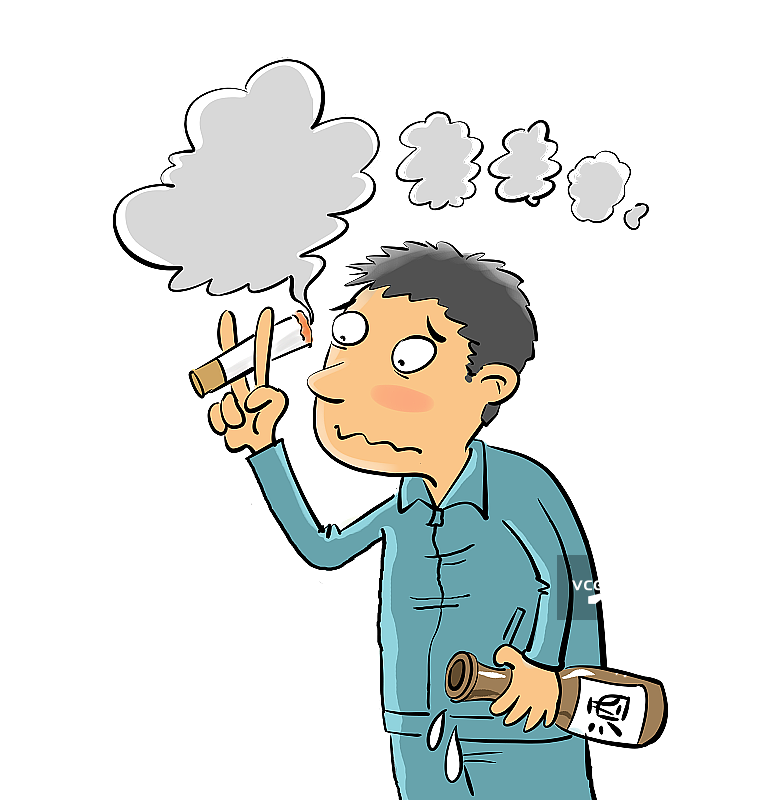抽烟喝酒的年轻人图片素材