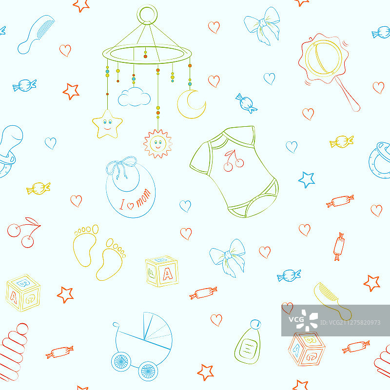 婴儿护理用品无缝图案图片素材
