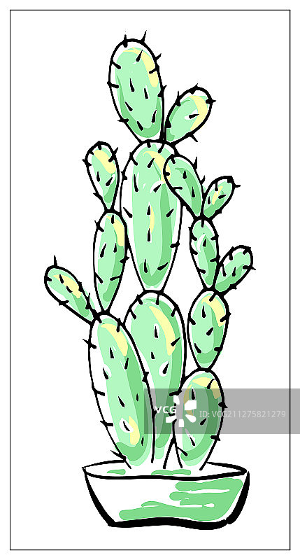 手绘彩色仙人掌贺卡图片素材