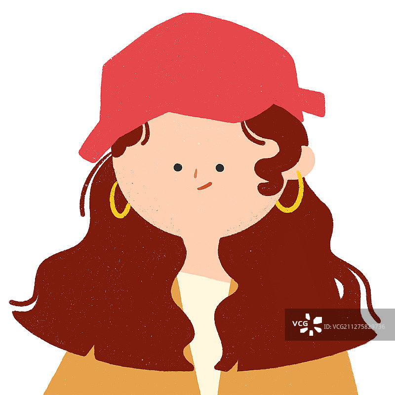 可爱时尚女生手绘质感插画图片素材