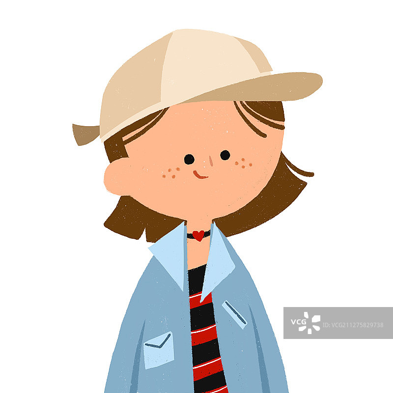 可爱时尚女生手绘质感插画图片素材