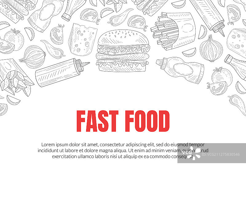 手绘快餐店卡片图片素材