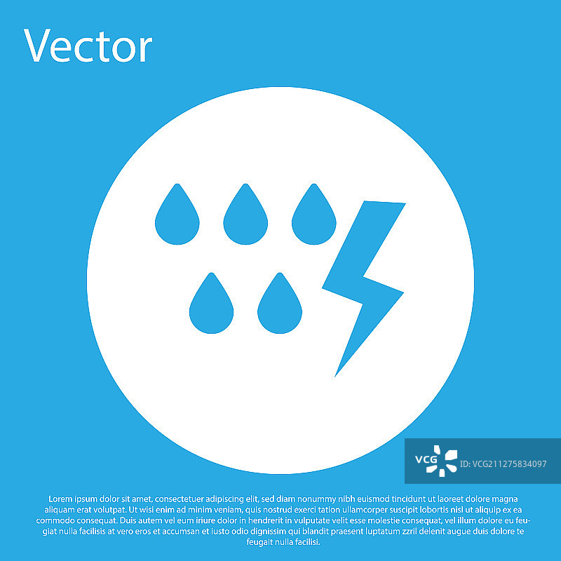 蓝色风暴图标孤立在蓝色背景下降图片素材
