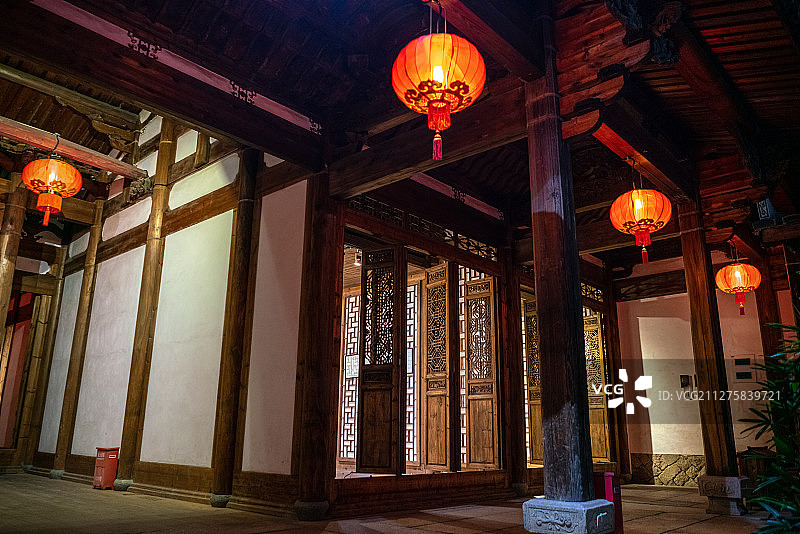 中国福州传统建筑夜景图片素材