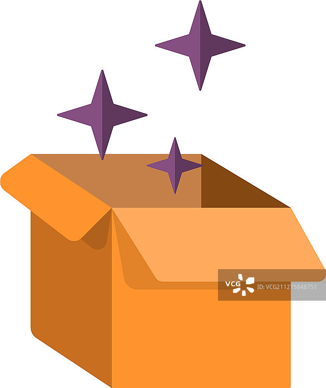 带有魔法的纸板箱扁平图标图片素材