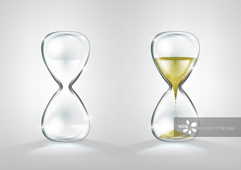 空满金色闪光沙漏，已隔离图片素材