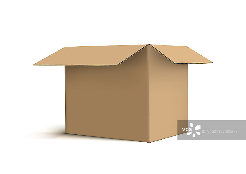 白色背景上的3D逼真纸板箱图片素材