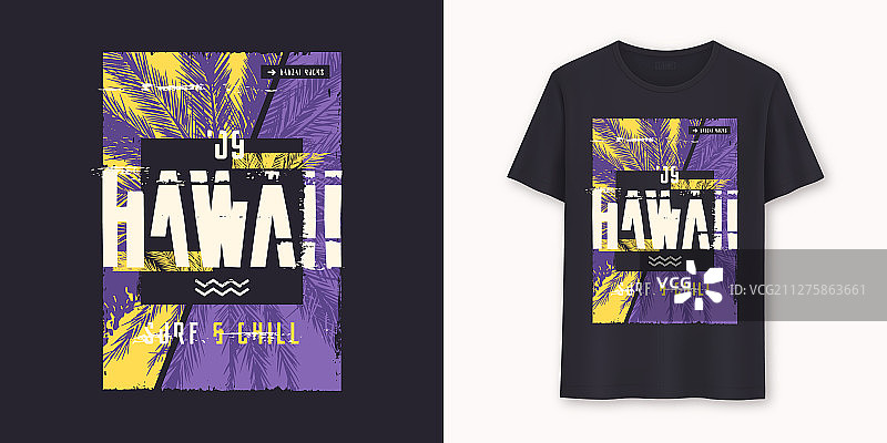 夏威夷冲浪与休闲时尚T恤图片素材