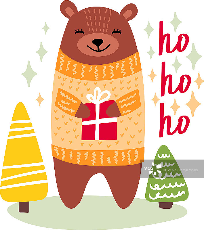 可爱小熊圣诞贺卡图片素材