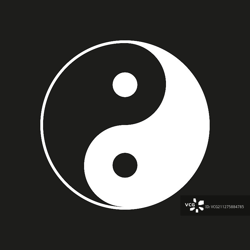 黑色背景上的阴阳符号图片素材