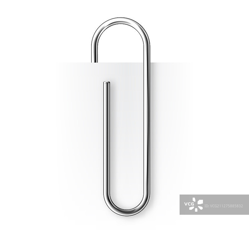 白色背景上的逼真金属回形针图片素材