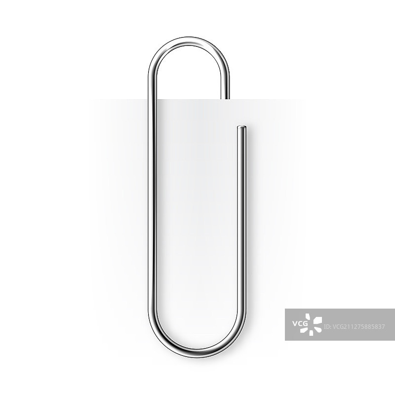 白色背景上的逼真金属回形针图片素材