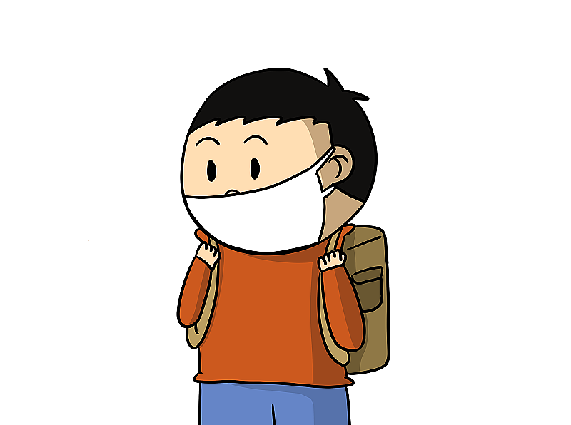 元素：戴口罩上学的孩子图片素材