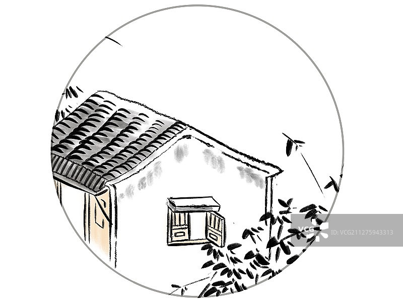 插画：山水意境水墨画图片素材