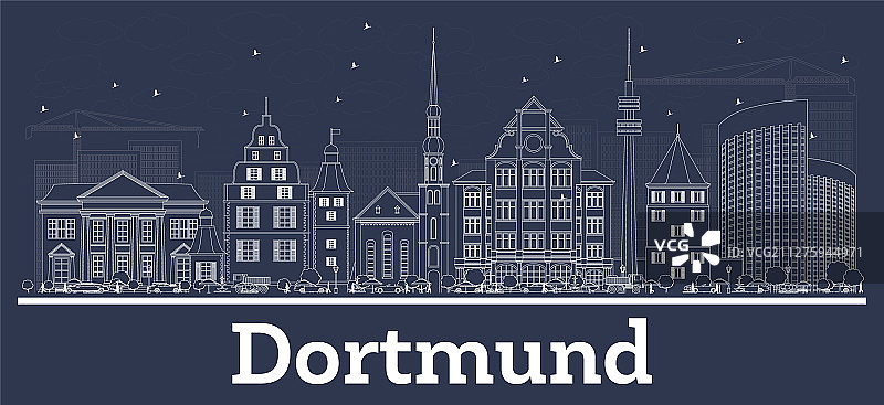 多特蒙德城市天际线轮廓图片素材