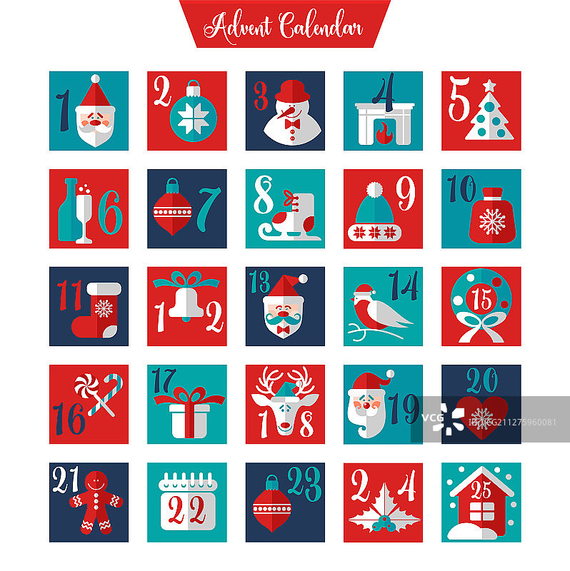 圣诞节降临日历或冬季海报图片素材