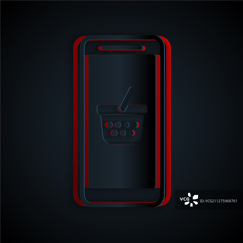 剪纸手机和购物篮图标图片素材