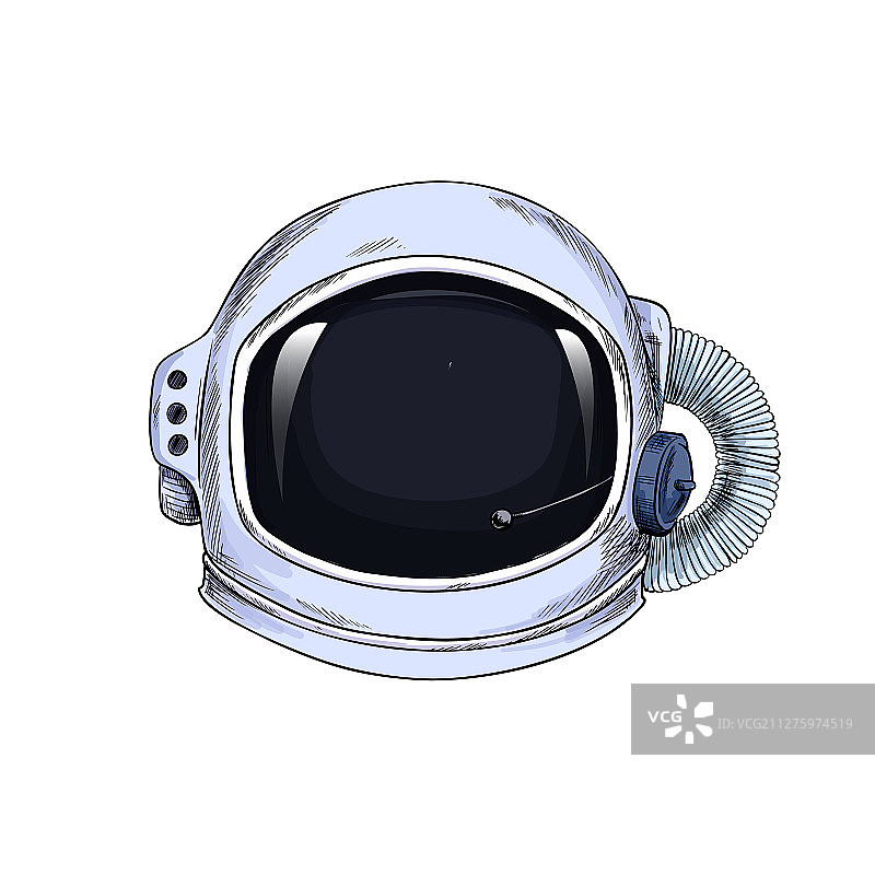 宇航员套装头盔手绘全彩图片素材