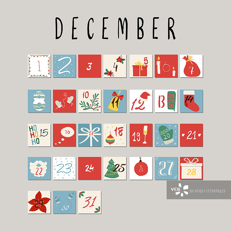 有趣的圣诞节手写风格倒数日历图片素材