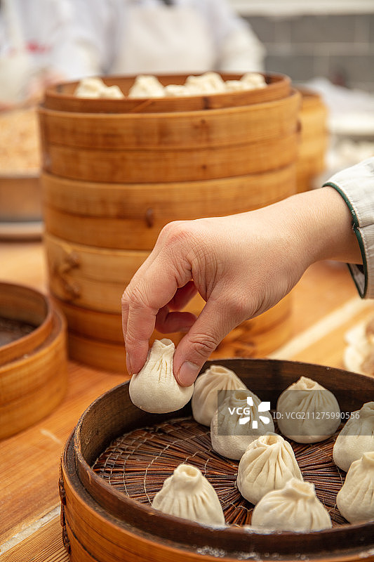 安徽芜湖鲜肉中式小笼蒸包图片素材