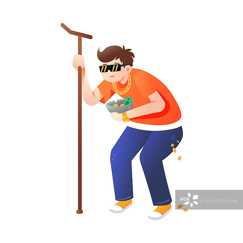 网络乞丐收益漏财缺钱股民股票互联网金融矢量插画图片素材