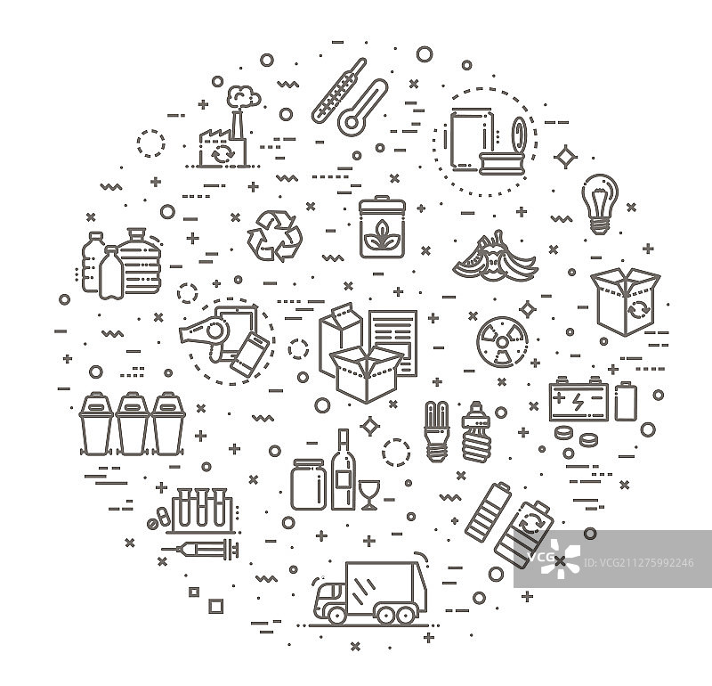 垃圾系列线性图标图片素材