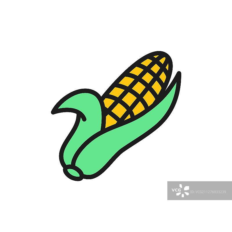 玉米蔬菜扁平彩色图标图片素材