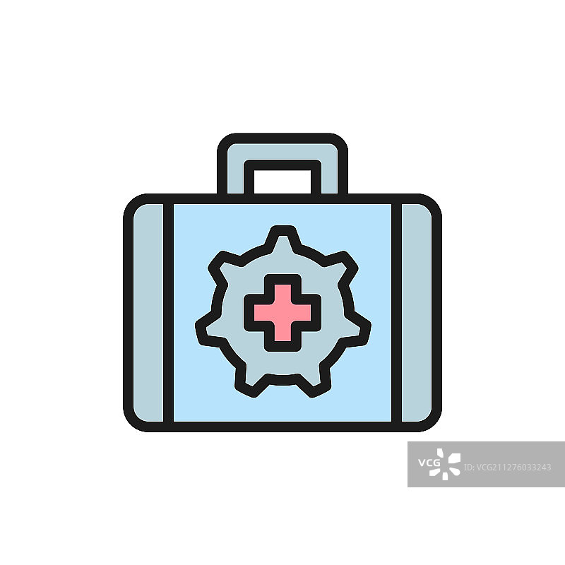 技术援助手提箱扁平颜色图片素材