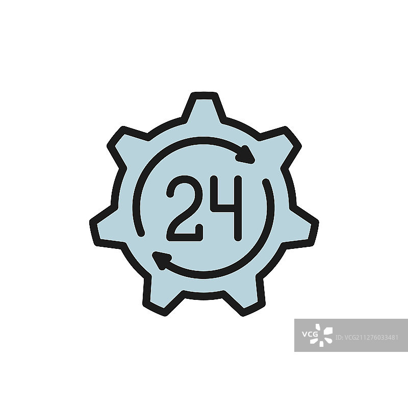 24小时技术服务支持时间扁平图标图片素材