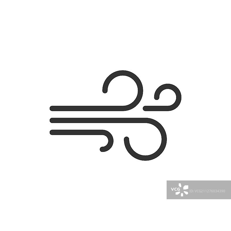 扁平风格的风力图标，白色孤立空气图片素材