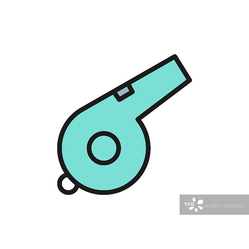 白色背景上的口哨扁平颜色图标图片素材