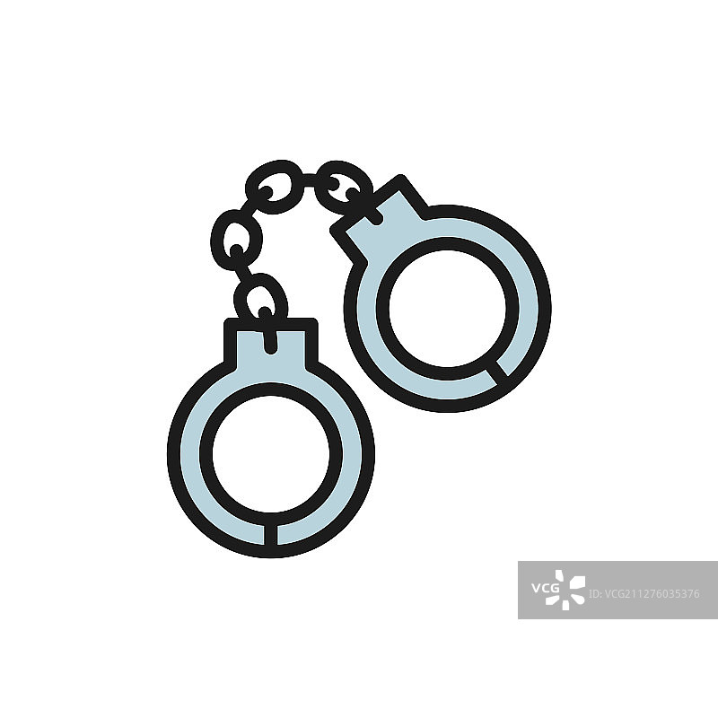 手铐扁平颜色图标隔离图片素材