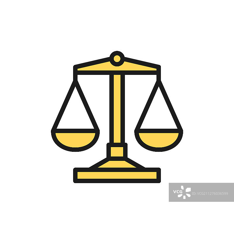 白色背景上孤立的天秤座彩色扁平图标图片素材