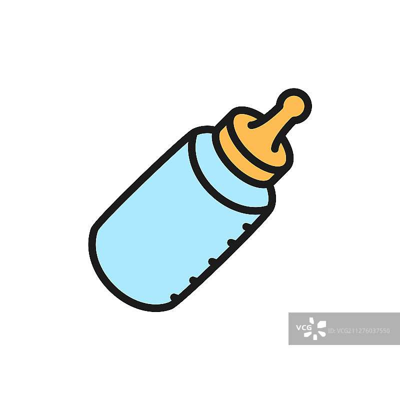 白色背景上的奶瓶扁平风彩色图标图片素材