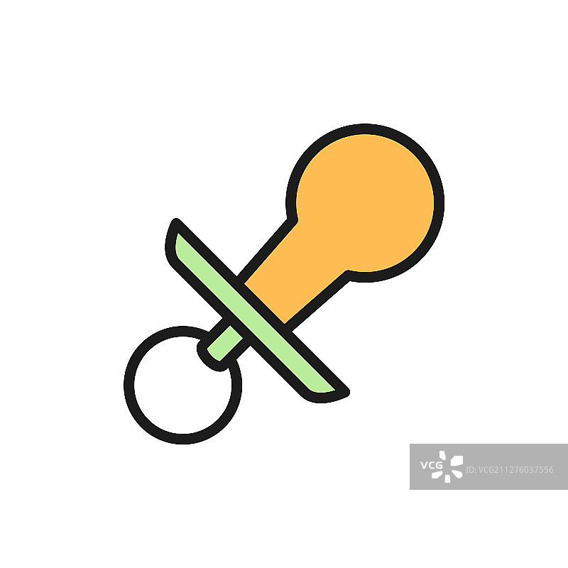 儿童安抚奶嘴扁平风格图标图片素材