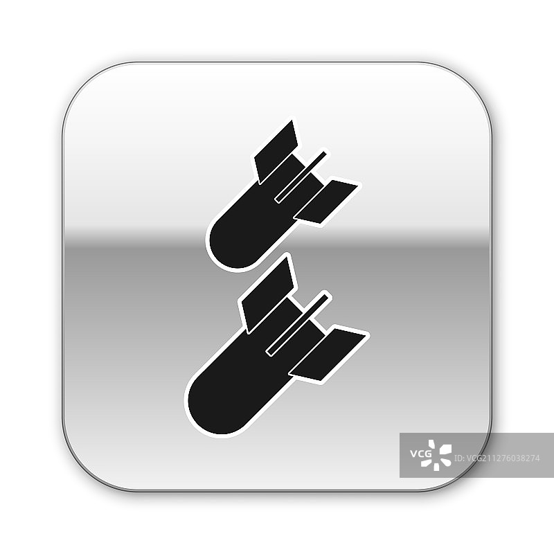 白色背景上的黑色航空炸弹图标图片素材