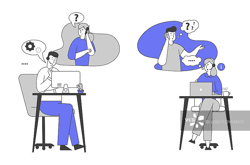 热线服务呼叫中心客服人员图片素材