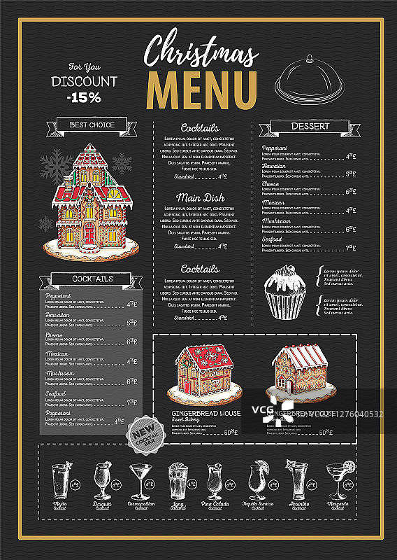 姜饼屋圣诞菜单设计图片素材