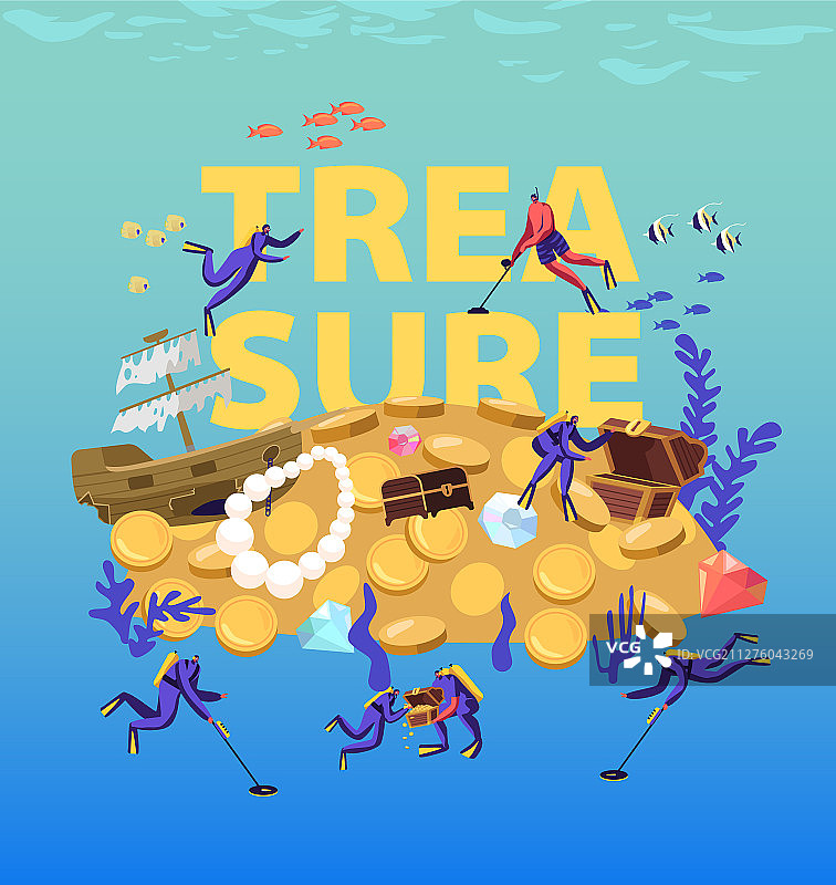 潜水员在沙质海洋中寻找宝藏图片素材