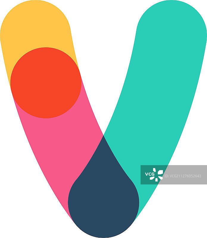 单线V字母重叠标志图片素材