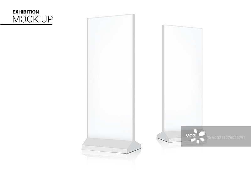 逼真的易拉宝信息亭展示3D样机图片素材