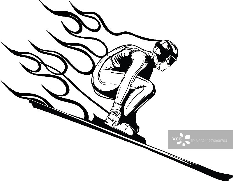 滑雪者跳跃的轮廓图片素材