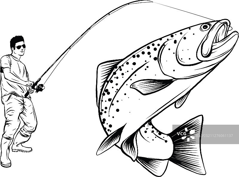 渔夫钓鱼设计图片素材