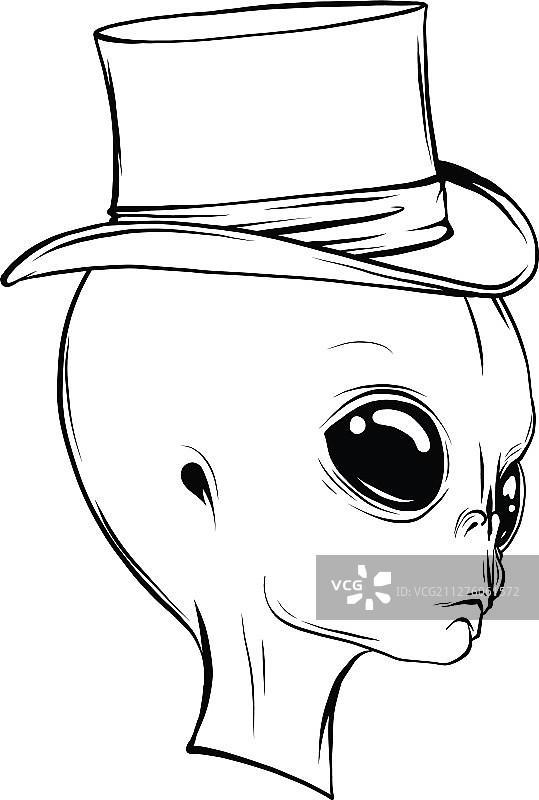 白色背景上的逼真外星人脸图片素材