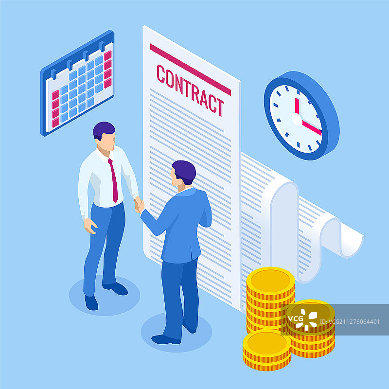 2.5D签署盖章合同文件图片素材