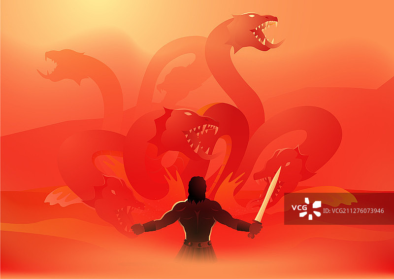 赫拉克勒斯与九头蛇战斗图片素材