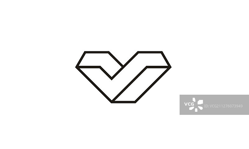3D线条V字母logo设计概念图片素材