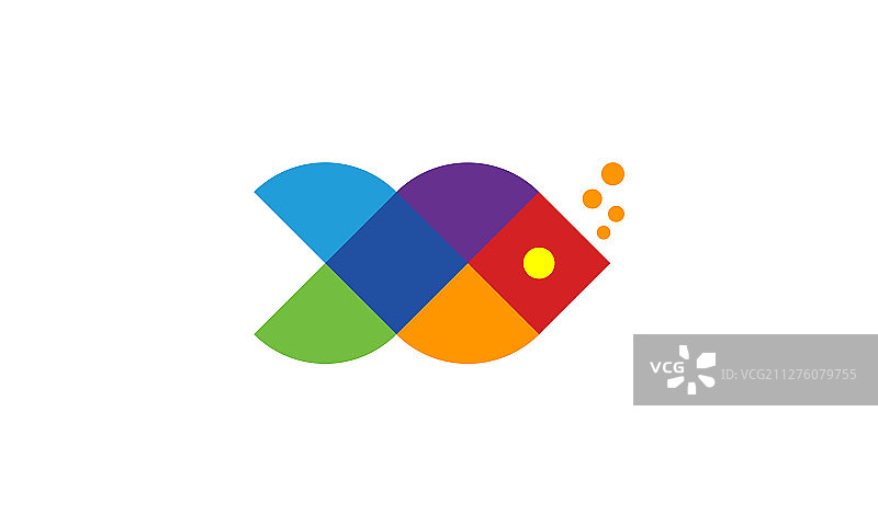 彩色鱼logo设计概念图片素材
