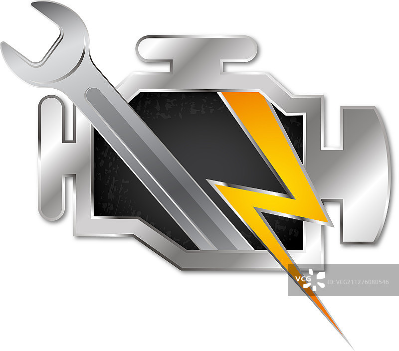 检查发动机符号扳手和闪电图片素材