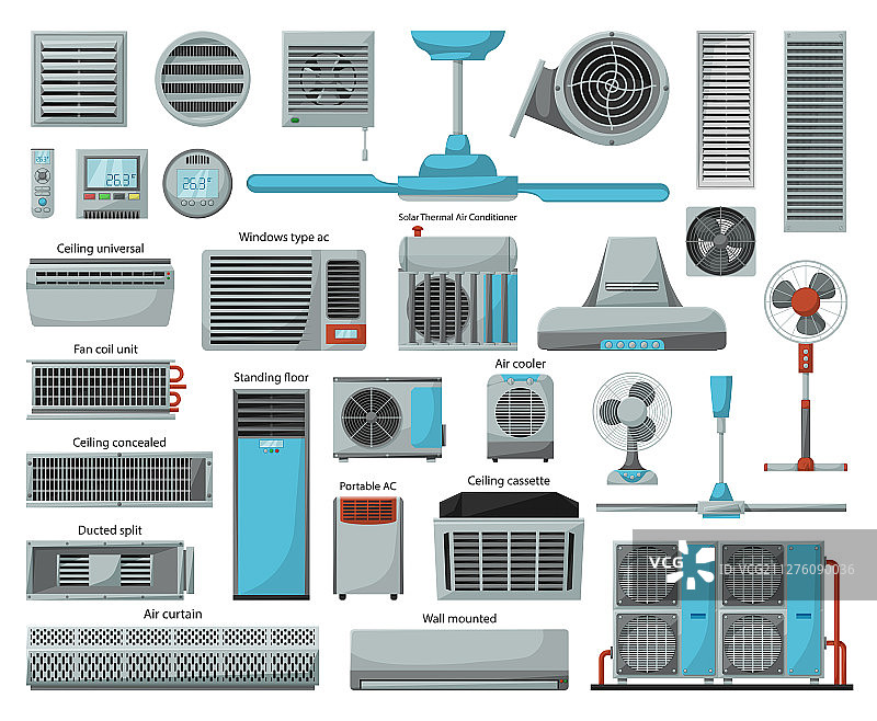 卡通通风机图标集图片素材
